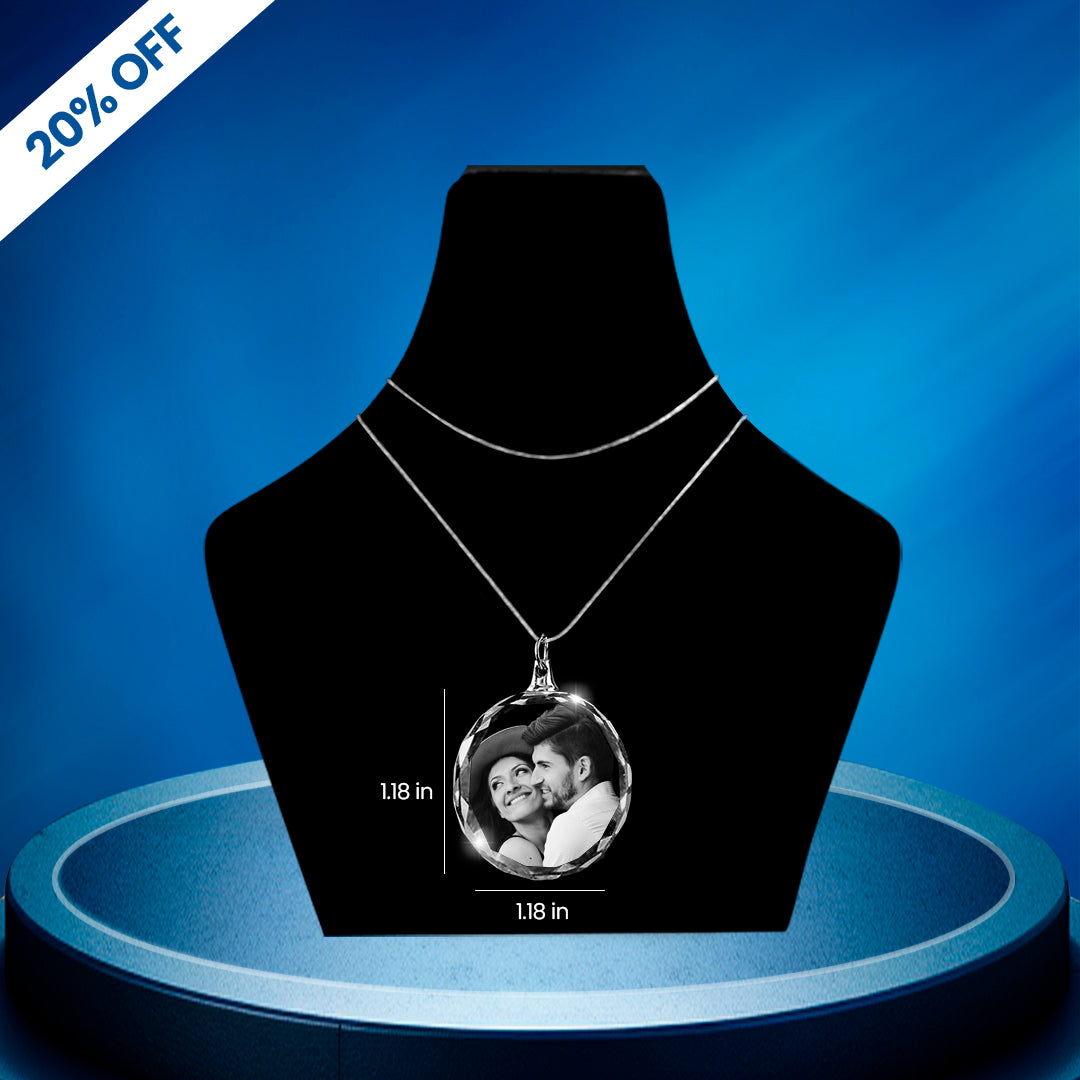 Personalized 3D Crystal Round Necklace-Custom gift for Women,Men