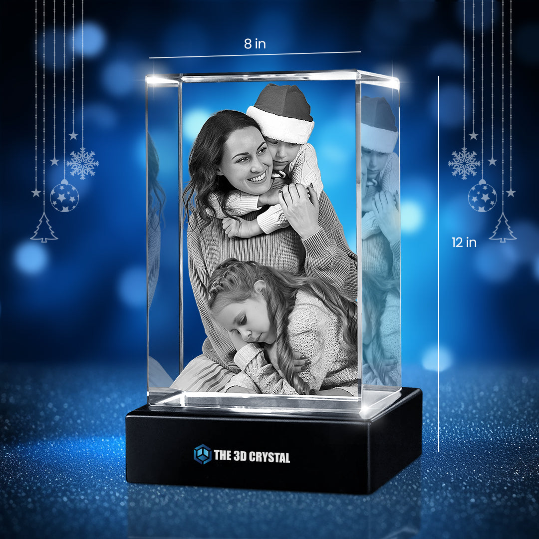 Custom 3D Crystal Cube Photo Frame with LED Lights – Personalised Gift