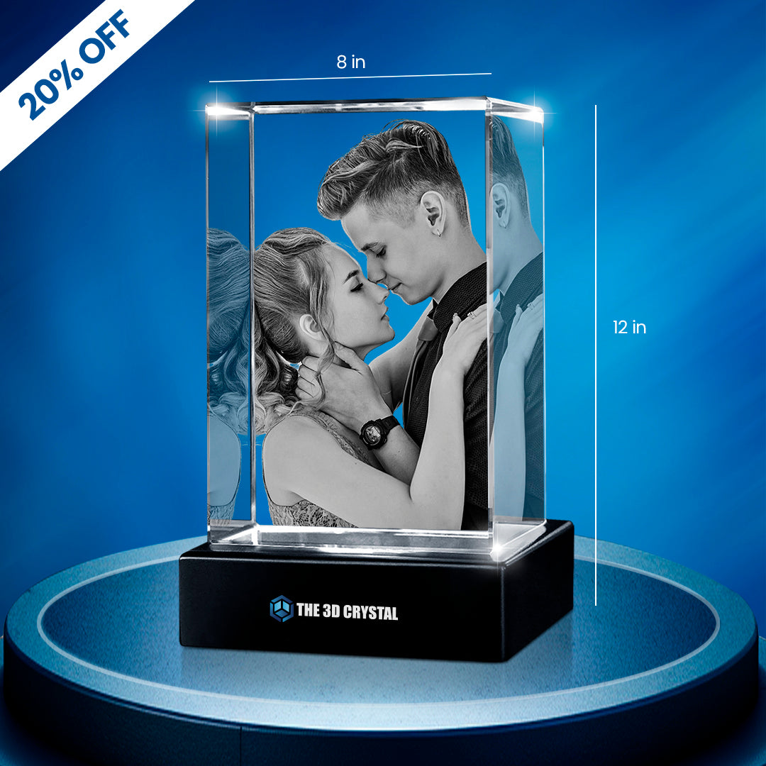 Custom 3D Crystal Cube Photo Frame with LED Lights – Personalized Gift