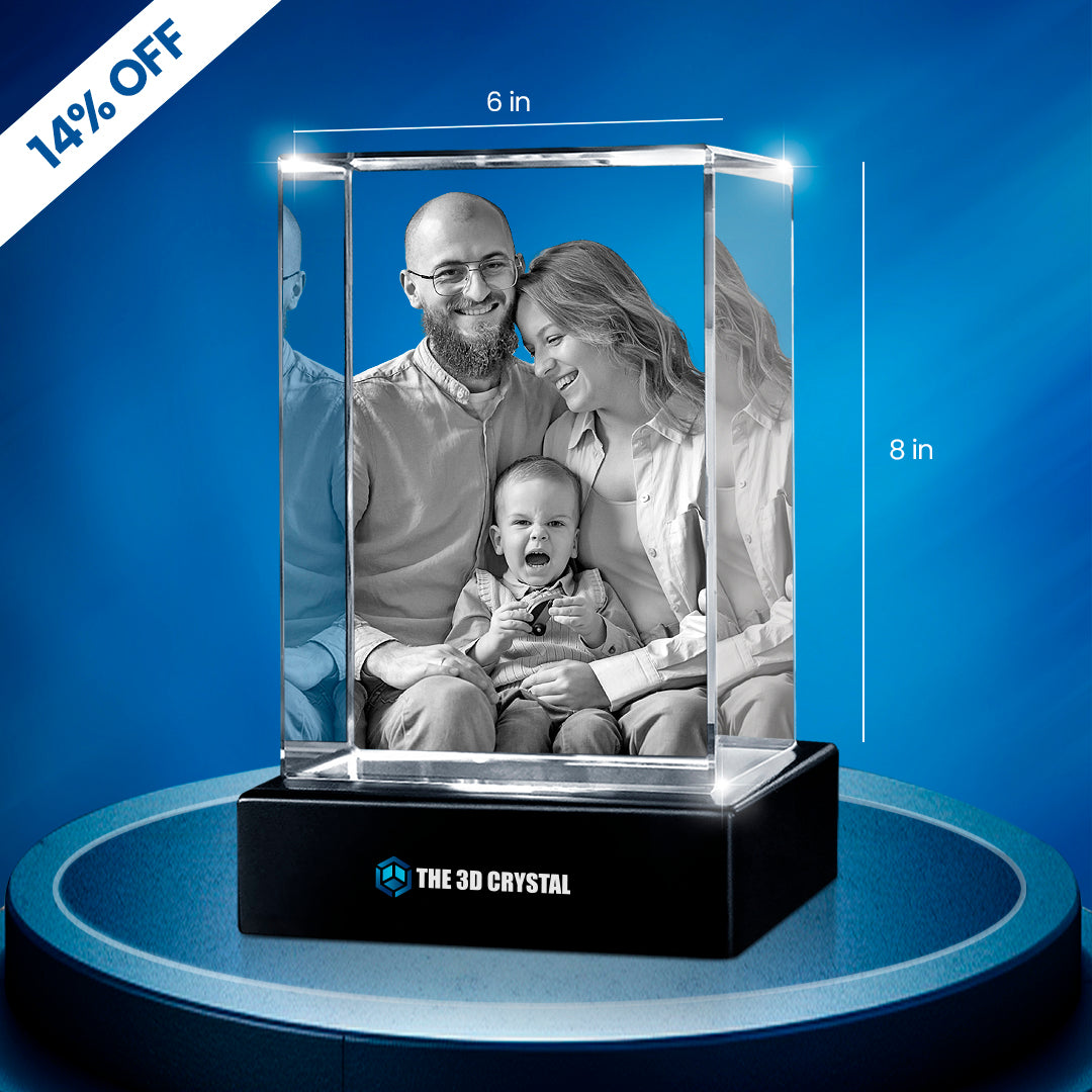 Custom 3D Crystal Cube Photo Frame with LED Lights – Personalized Gift