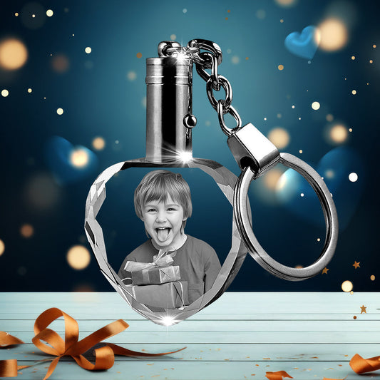 Crystal Photo Keychain with LED Light –Birthday Special