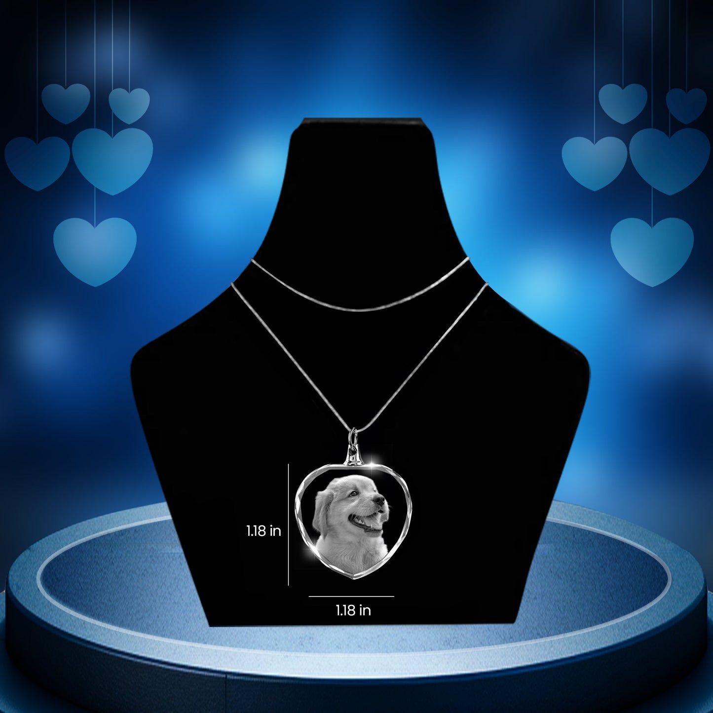 Heart-Shaped Crystal Photo Necklace – Wedding Gift for Her