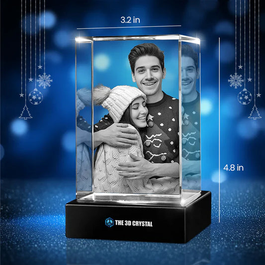 Custom 3D Crystal Cube Photo Frame with LED Lights – Personalised Gift