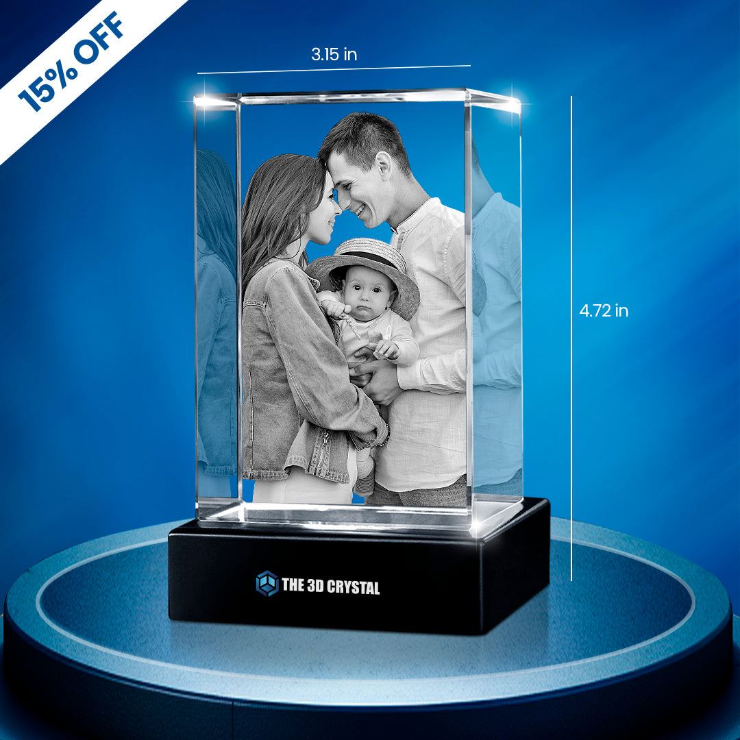 Custom 3D Crystal Cube Photo Frame with LED Lights – Personalized Gift