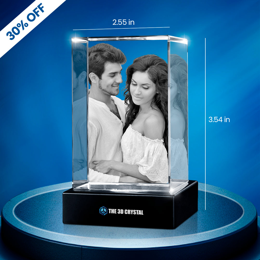 Custom 3D Crystal Cube Photo Frame with LED Lights – Personalized Gift