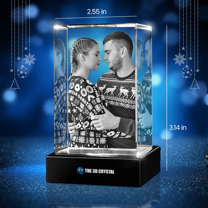Custom 3D Crystal Cube Photo Frame with LED Lights – Personalised Gift