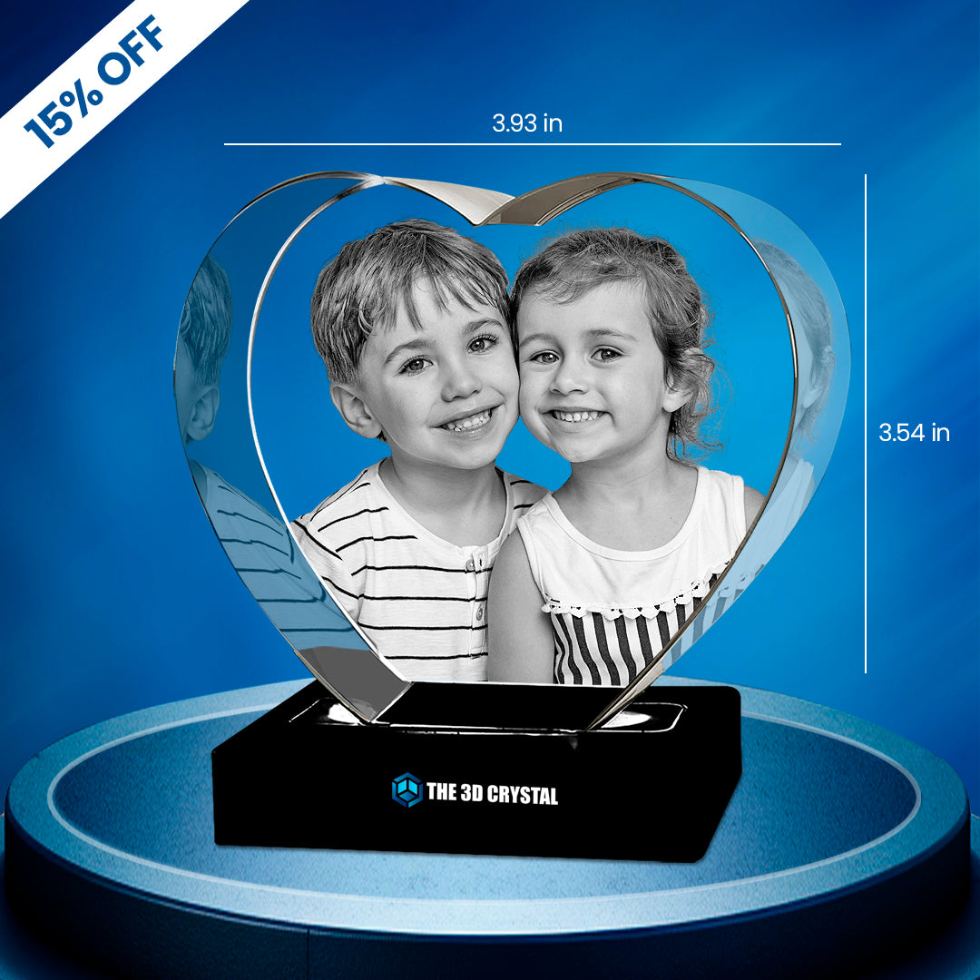Heart-Shaped Crystal Custom 3D Crystal Photo – Romantic Personalized Gift
