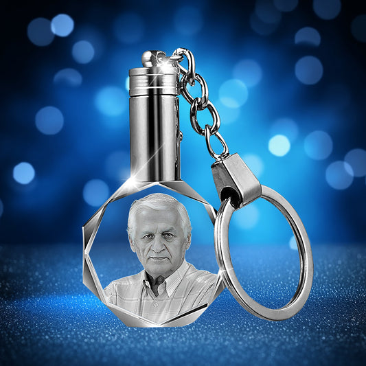 Memorial 3D Crystal Round KeyChain – Custom Gift for Women, Men