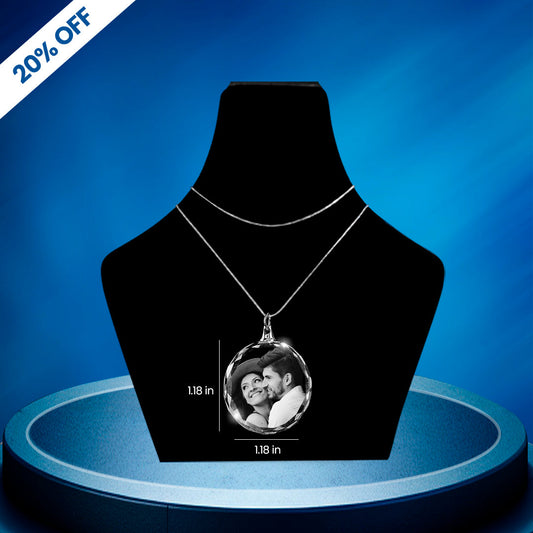 Personalized 3D Crystal Round Necklace-Custom gift for Women,Men