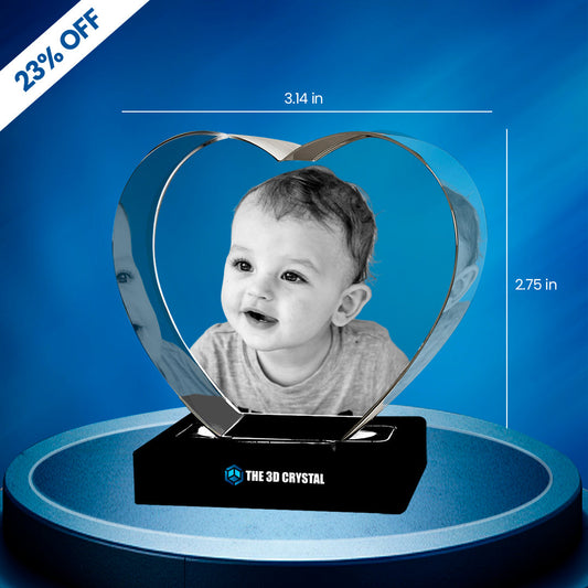 Heart-Shaped Crystal Custom 3D Crystal Photo – Romantic Personalized Gift