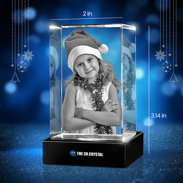 Custom 3D Crystal Cube Photo Frame with LED Lights – Personalised Gift