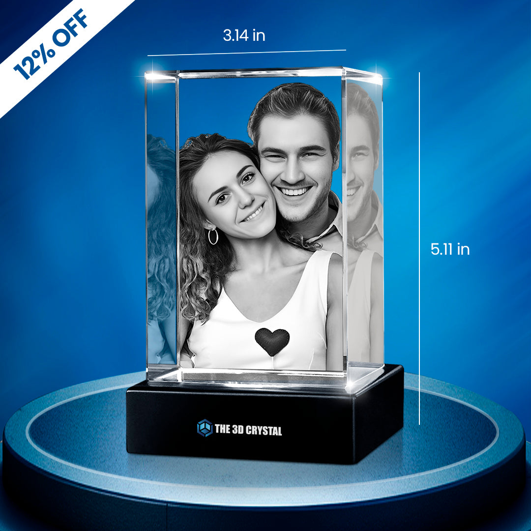 Custom 3D Crystal Cube Photo Frame with LED Lights – Personalised Gift