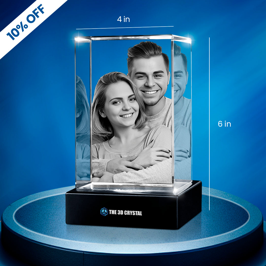 Custom 3D Crystal Cube Photo Frame with LED Lights – Personalized Gift